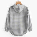 Striped Hoodie with Drawstring Hood for Women