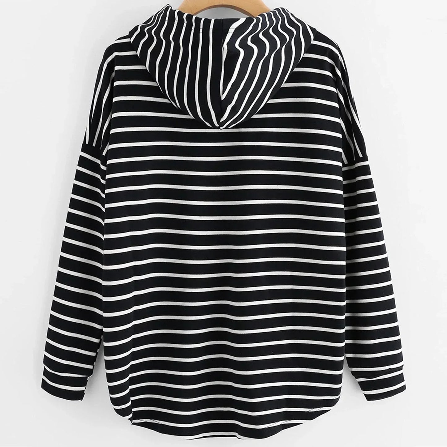 Striped Hoodie with Drawstring Hood for Women