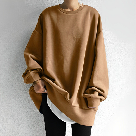 Pullover with Structured Texture and Loose Fit for Women