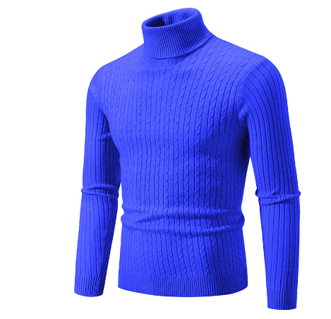 Turtleneck Sweater with Cable Knit Design for Men