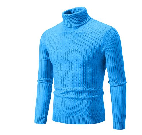 Turtleneck Sweater with Cable Knit Design for Men