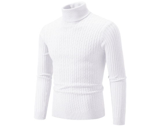 Turtleneck Sweater with Cable Knit Design for Men