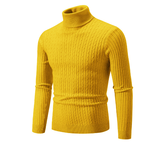 Turtleneck Sweater with Cable Knit Design for Men