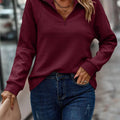 Pullover with Ribbed Texture and Half-Zip for Women